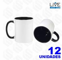 Caneca de Cerâmica Branca Interna e Alça PRETO Live Classe AAA 325ml - 12 Unidades - LIVE SUB