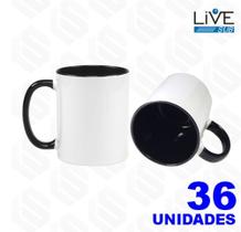 Caneca de Cerâmica Branca Interna e Alça PRETO Live Classe AAA 325ml - 36 Unidades - LIVE SUB