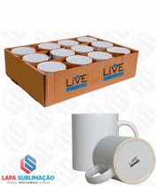 Caneca de Cerâmica Branca para Sublimação Live Classe AAA 325ml - 12 Unidades