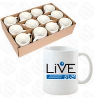 Caneca de Cerâmica Branca para Sublimação Live Classe AAA 325ml - 12 Unidades - LIVESUB