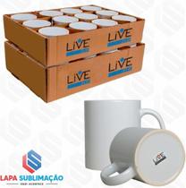 Caneca de Cerâmica Branca para Sublimação Live Classe AAA 325ml - 24 Unidades - LAPA SUBLIMAÇÃO
