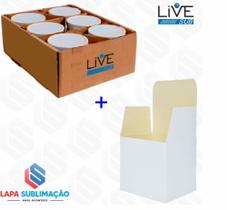 Caneca de Cerâmica Branca para Sublimação Live Classe AAA 325ml - 6 Unidades C/ Caixinha