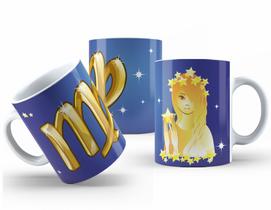 Caneca de Cerâmica com Design Astrológico Dourado 325ml