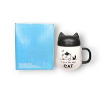 Caneca de cerâmica com tampa gatinho 530ml lh349 -