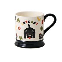 Caneca de cerâmica Cute Cat Design 400 ml - Playful Dog & Alphabet
