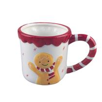 Caneca de cerâmica Cute Gingerbread Man com alça de bastão de doces 350ml