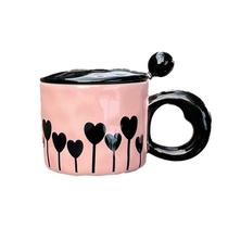 Caneca de cerâmica Cute Heart-Design com tampa 350 ml - 8,2 x 9,5 cm