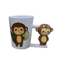 Caneca de cerâmica Cute Monkey Design 350 ml com alça de macaco 3D Caneca de cerâmica Cute Monkey Design 350 ml com alça de macaco 3D