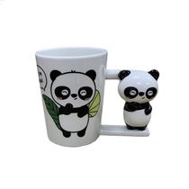 Caneca de cerâmica Cute Panda Design 350 ml com alça 3D para café