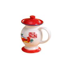 Caneca de cerâmica de estilo chinês tradicional 350ml - vermelha elegante
