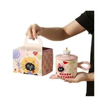 Caneca De Cerâmica De Gato Fofo De Desenho Animado, Copo De Água Para Casal, Caixa De Presente De