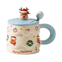 Caneca De Cerâmica De Natal Com Papai Noel E Rena, Caixa De Presente Com Tampa, Decorações De Natal