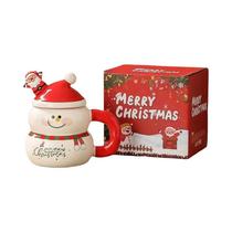 Caneca De Cerâmica De Natal De Grande Capacidade Com Tampa E Colher, Caneca De Feriado Com Desenho
