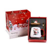 Caneca De Cerâmica Do Papai Noel Com Almofada Térmica, Conjunto Criativo De Caixa De Presente De