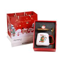 Caneca De Cerâmica Do Papai Noel Com Almofada Térmica, Conjunto Criativo De Caixa De Presente De