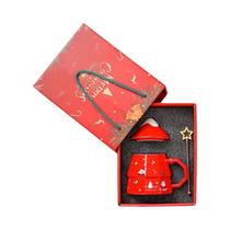 Caneca De Cerâmica Do Papai Noel Com Tampa E Colher Em Caixa De Presente Seleção De Presentes De Caneca De Cerâmica Do Papai Noel Com Tampa E Colher Em Caixa De Presente Seleção De Presentes De
