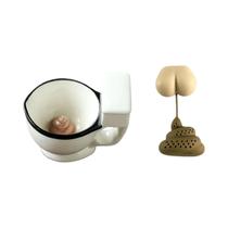 Caneca De Cerâmica Em Forma De Vaso Sanitário De 300ml Com Alça Para Café, Chá, Leite, Sorvete,