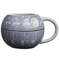Caneca de cerâmica esculpida em búfalo prateada Death Star 590mL