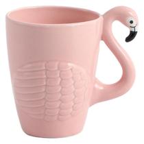 Caneca de cerâmica Flamingo 350 ml de capacidade em forma de flamingo rosa