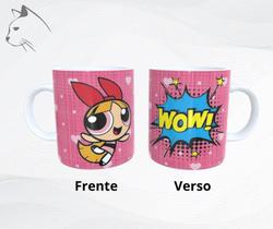 Caneca de Cerâmica - Florzinha desenho As meninas super poderosas fundo rosa