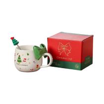 Caneca De Cerâmica Fofa De Natal Com Laço, Copo De Café Estiloso Para Presente De Feriado Em Casa Ou