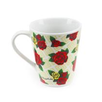 Caneca de Cerâmica Frida Kahlo Rosas Vermelhas