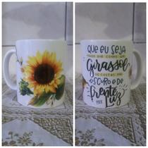 Caneca de cerâmica girassol seja luz