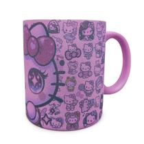 Caneca de ceramica glitter rosa - hello kitty