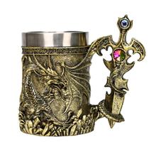 Caneca de cerâmica Golden Dragon Sword Handle 600ml para Fantasy Caneca de cerâmica Golden Dragon Sword Handle 600ml para Fantasy