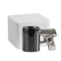 Caneca de cerâmica Gun Handle Caneca de café preta 350ml