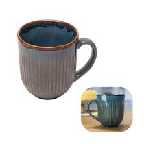 Caneca De Cerâmica Linear Azul 380ml Café e Chá Lyor Premium