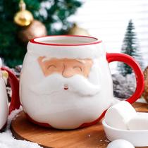 Caneca De Cerâmica Pintada À Mão 3D Do Papai Noel Com Alça, Caixa De Presente De Natal Criativa Para