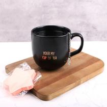 Caneca De Cerâmica Preta Ecológica De 12oz Com Infusor De Chá Em Aço Inoxidável E Conjunto De Notas Caneca De Cerâmica Preta Ecológica De 12oz Com Infusor De Chá Em Aço Inoxidável E Conjunto De Notas