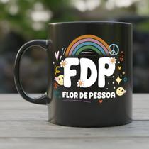 Caneca de Cerâmica Preta - FDP Flor de pessoa