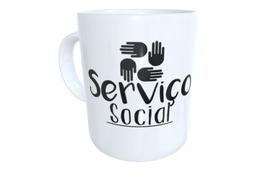 Caneca de cerâmica profissão serviço social presente