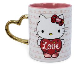 Caneca de cerâmica Sanrio Hello Kitty Love com alça em forma de coração