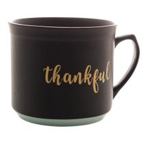 Caneca de Cerâmica Thankful Preto Matt/Azul 660ml - Wolff