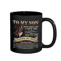 Caneca de cerâmica To My Son com capacidade de 350 ml com design Wolf