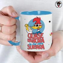 Caneca de Cerâmica Várias Cores Pica pau Hora de Surtar