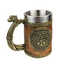 Caneca de cerâmica Viking Tree of Life 600 ml com alça de cobra Caneca de cerâmica Viking Tree of Life 600 ml com alça de cobra