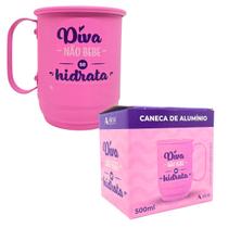 Caneca De Cerveja Chopp 500mL Em Alumínio - Diva Não Bebe, Se Hidrata - AllMix