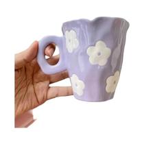 Caneca De Chá De Cerâmica Com Flor Pintada À Mão De 280ml Para Casa Escritório Presente Criativo