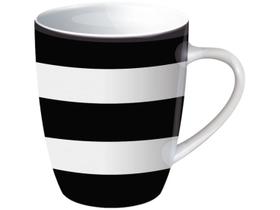 Caneca de Chá e Café de Cerâmica Preto e Branco 300ml Hauskraft Faixas CANC177 Caneca de Chá e Café de Cerâmica Preto e Branco 300ml Hauskraft Faixas CANC177