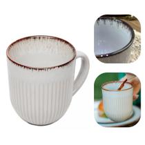 Caneca De Chá E Café Grande 380ml Em Cerâmica Borda Marrom Lyor Mesa Posta Caneca De Chá E Café Grande 380ml Em Cerâmica Borda Marrom Lyor Mesa Posta