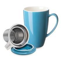 Caneca de Chá Sweese Porcelain 450ml com Infusor e Tampa - Azul Aço