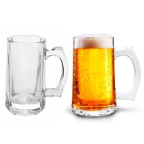 Caneca De Chopp Cerveja 380 Ml Kit 2 Unidades Conjunto Copos De Vidro Com Alça