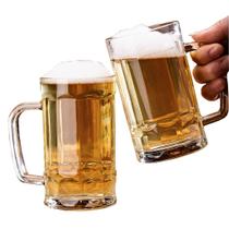 Caneca De Chopp Cerveja Vidro 2 Unidades 400 ml Reforçada Grande Inglesa Copo Transparente - NIBUS