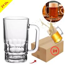 Caneca De Chopp Cerveja Vidro Copo Resistente 300ml 24 Peças