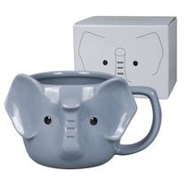 Caneca de elefante de cerâmica ToCooto 414 ml cinza 3D Design