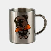 Caneca de Inox Premium Prateada 400ml BULLDOG CACHORRO OCULOS PRESIDIARIO